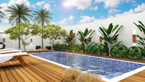 Área de lazer com piscina